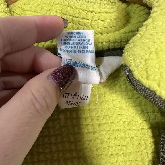 Women’s Orvis Trout Bum Fleece Pullover Lime Green Flaw Size Medium Zip Waffle - Picture 5 of 7